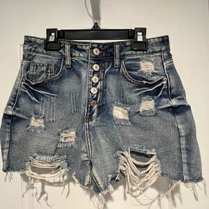 Distressed Denim Women Shorts
